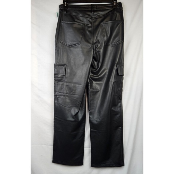 Edgely By Maurices Faux Leather Wide Leg Cargo Pants Sz 14 Goth Punk Glampunk D6 - Picture 2 of 5